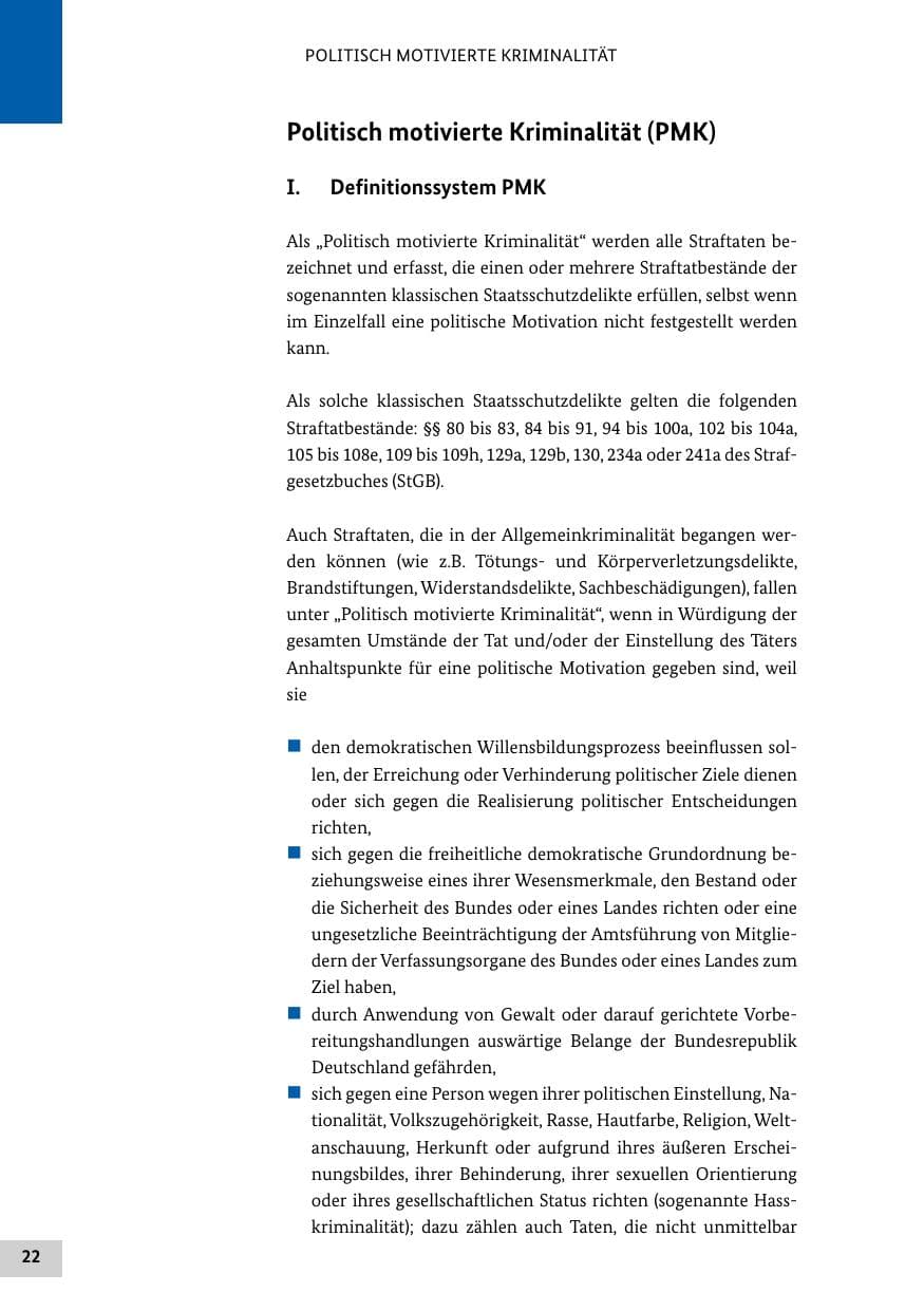 Seite 22 des Verfassungsschutzbericht 2018 Bund