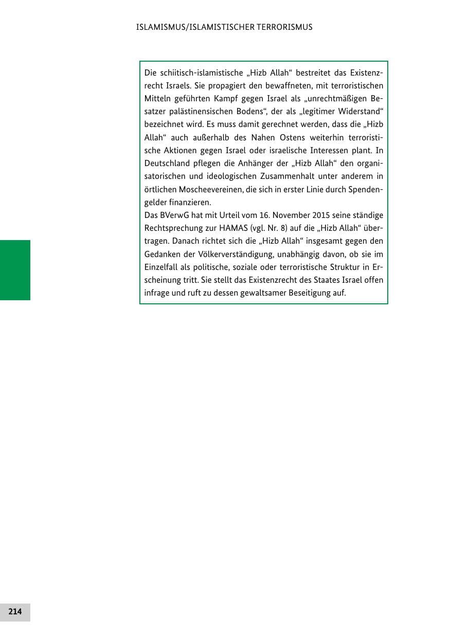 Seite 214 des Verfassungsschutzbericht 2018 Bund