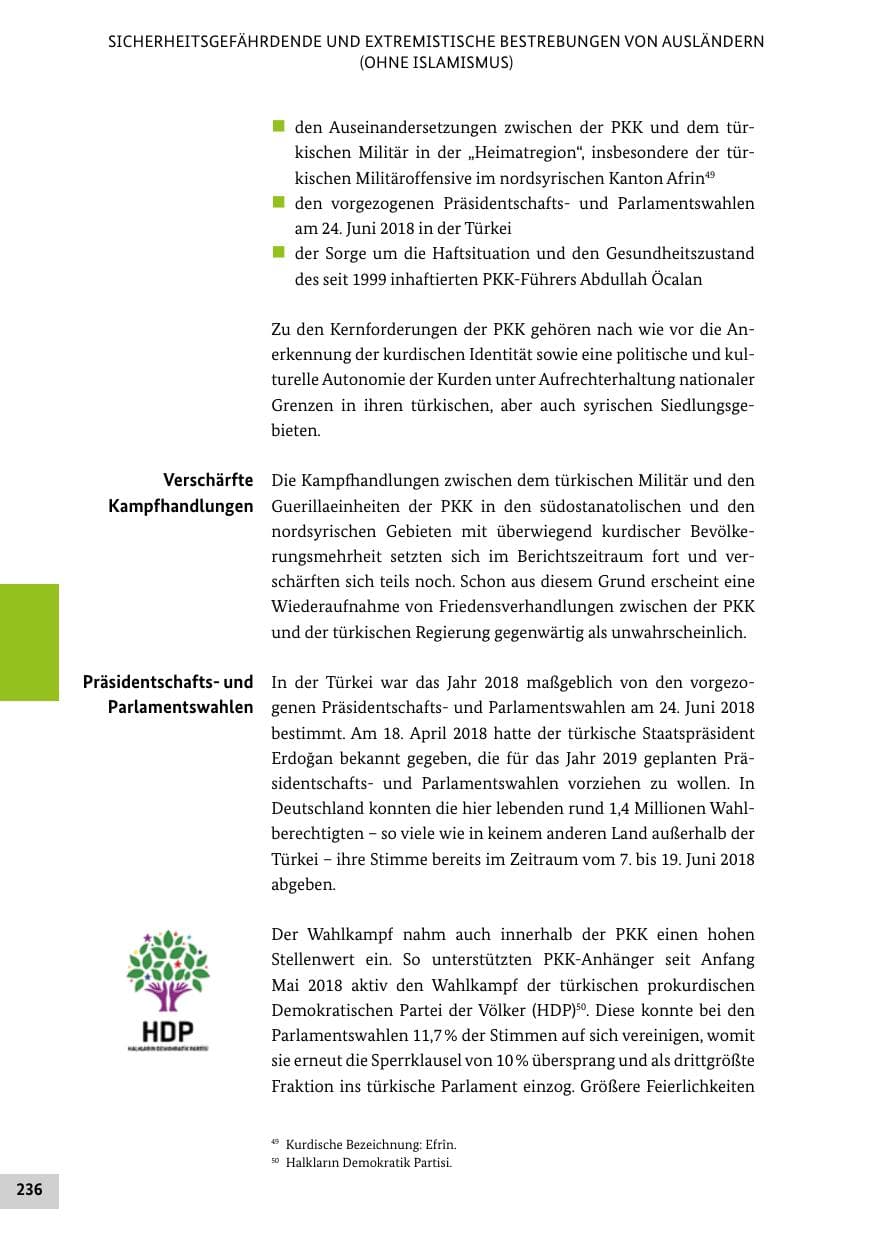Seite 236 des Verfassungsschutzbericht 2018 Bund