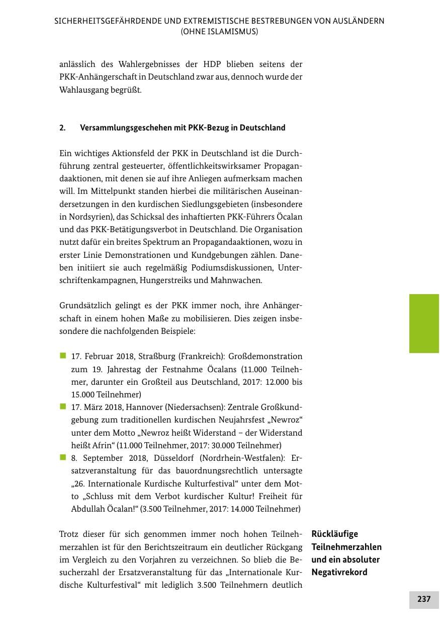 Seite 237 des Verfassungsschutzbericht 2018 Bund