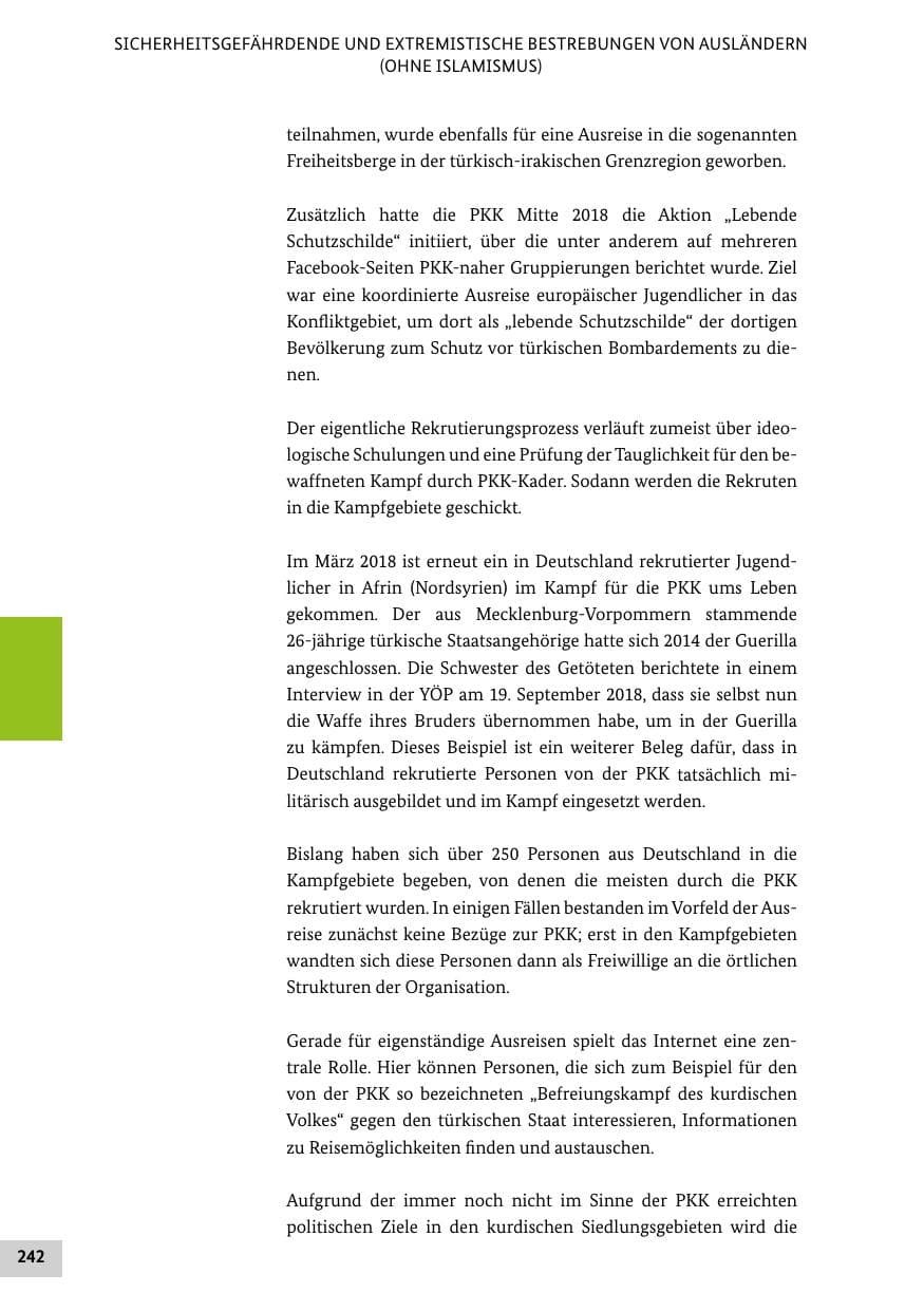 Seite 242 des Verfassungsschutzbericht 2018 Bund
