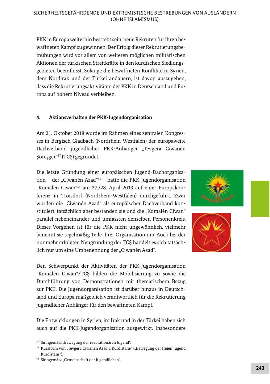 Seite 243 des Verfassungsschutzbericht 2018 Bund