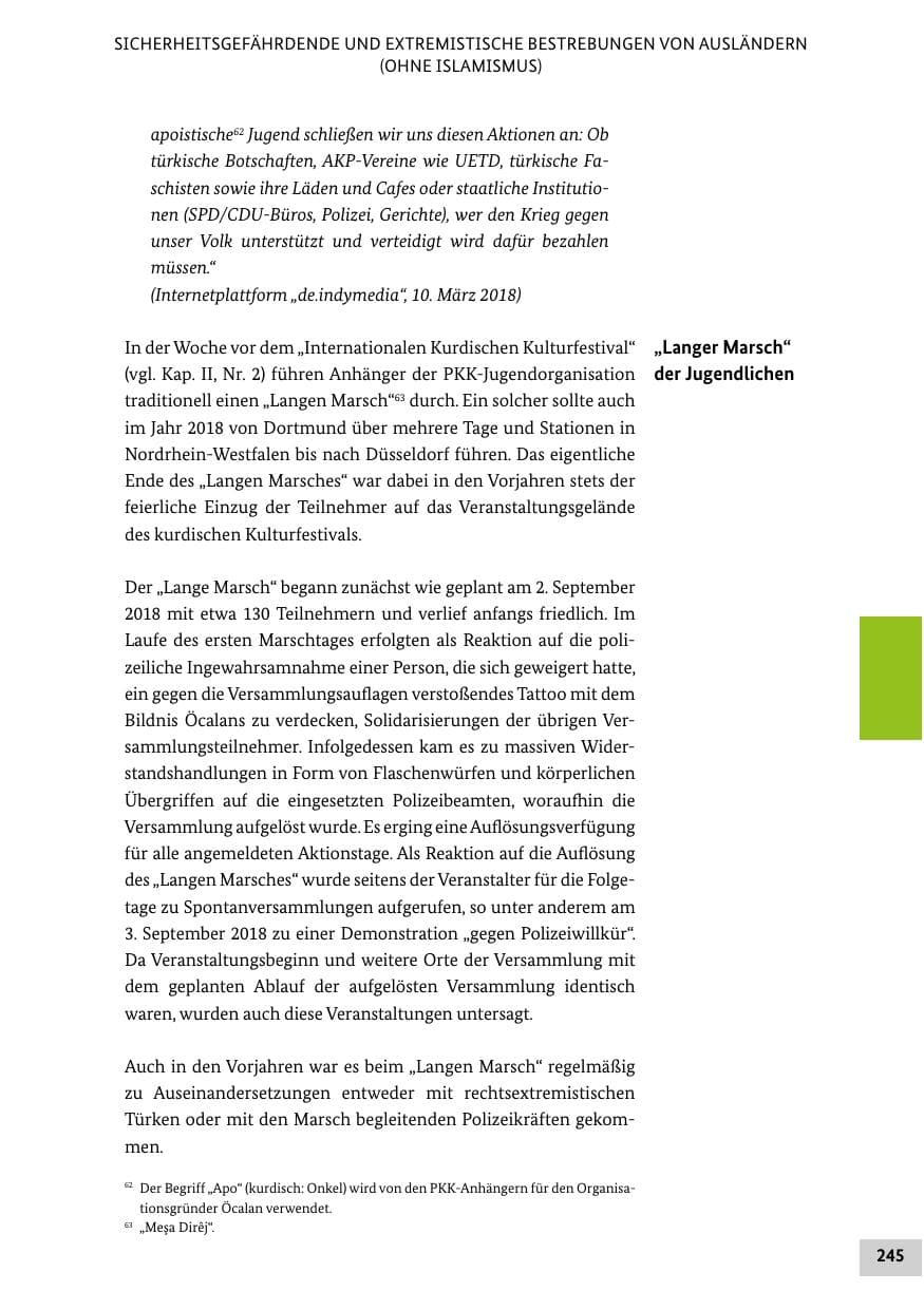 Seite 245 des Verfassungsschutzbericht 2018 Bund