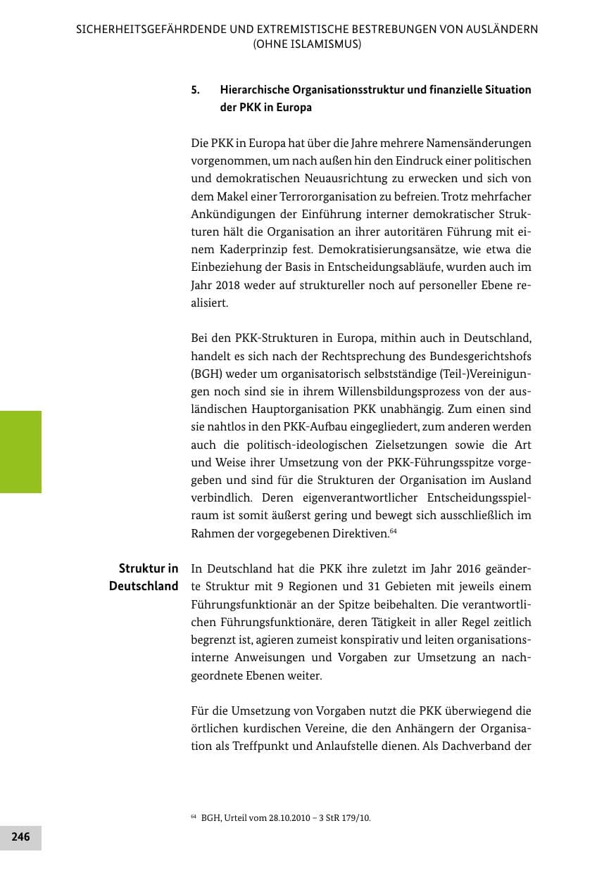 Seite 246 des Verfassungsschutzbericht 2018 Bund