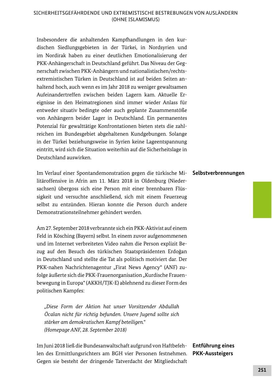 Seite 251 des Verfassungsschutzbericht 2018 Bund