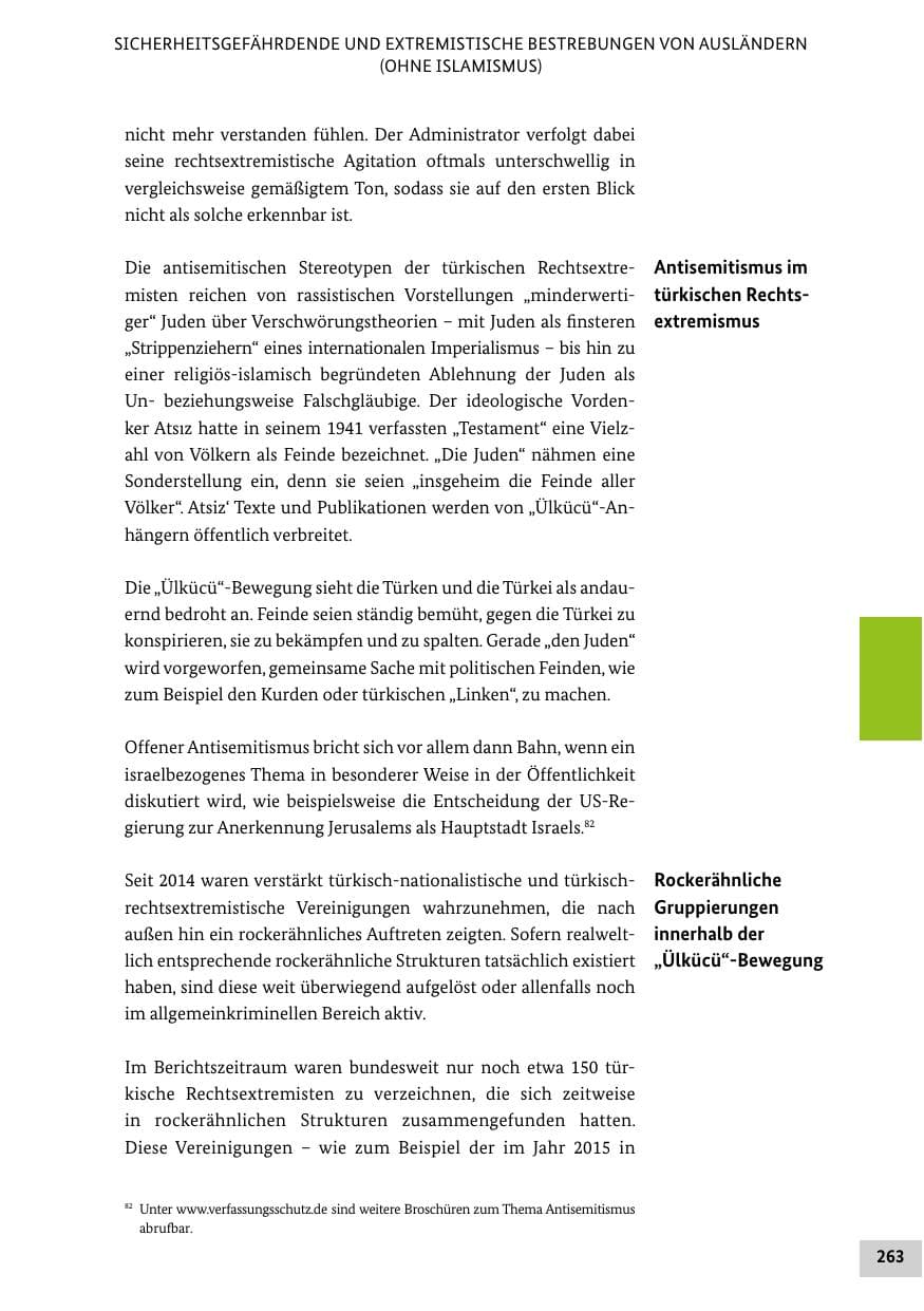 Seite 263 des Verfassungsschutzbericht 2018 Bund