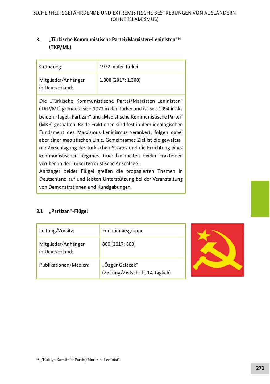 Seite 271 des Verfassungsschutzbericht 2018 Bund