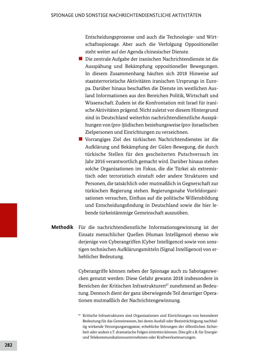 Seite 282 des Verfassungsschutzbericht 2018 Bund