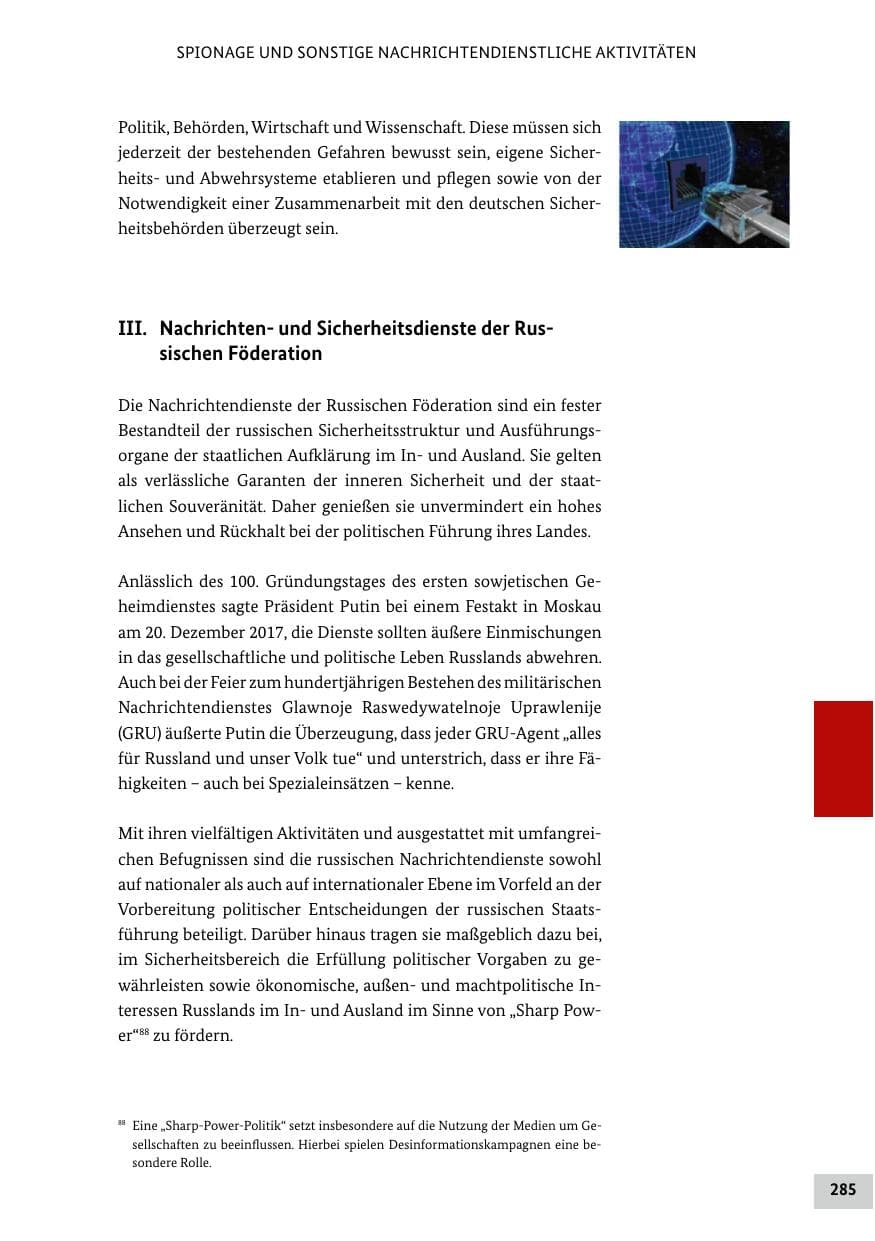 Seite 285 des Verfassungsschutzbericht 2018 Bund