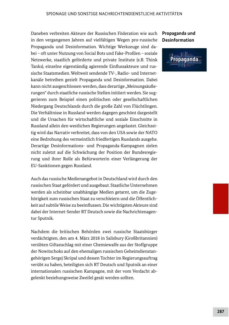 Seite 287 des Verfassungsschutzbericht 2018 Bund