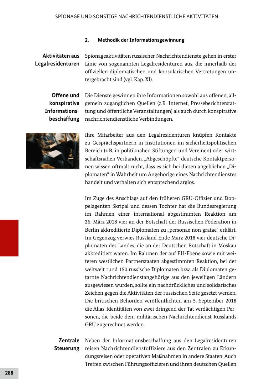 Seite 288 des Verfassungsschutzbericht 2018 Bund