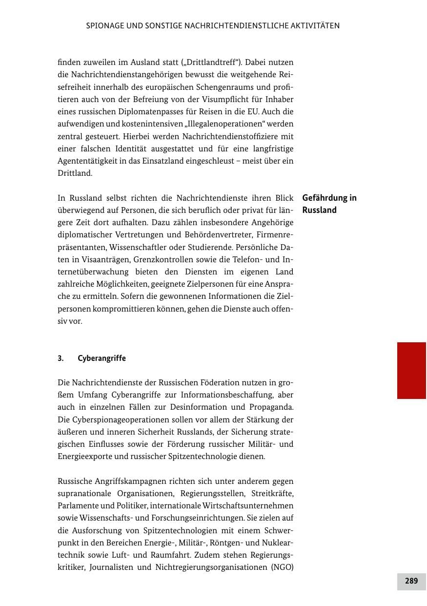 Seite 289 des Verfassungsschutzbericht 2018 Bund