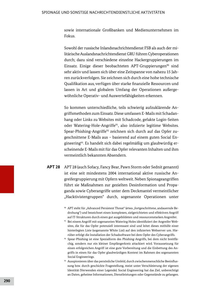 Seite 290 des Verfassungsschutzbericht 2018 Bund