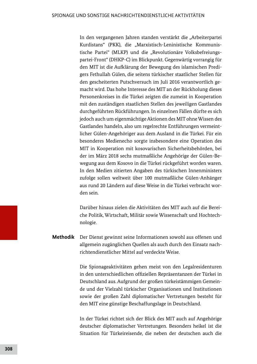 Seite 308 des Verfassungsschutzbericht 2018 Bund