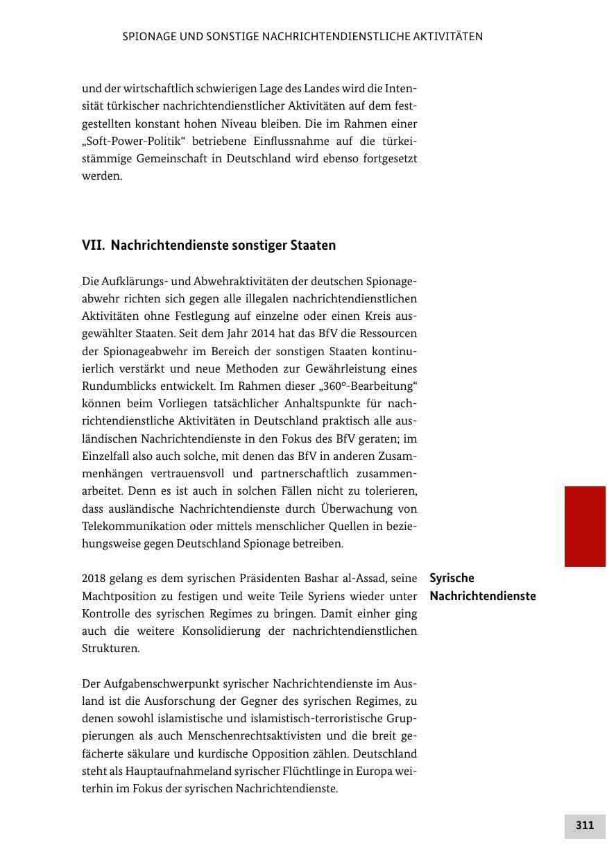 Seite 311 des Verfassungsschutzbericht 2018 Bund