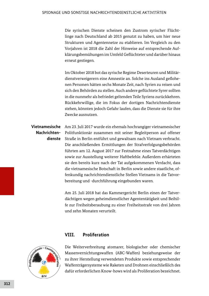 Seite 312 des Verfassungsschutzbericht 2018 Bund