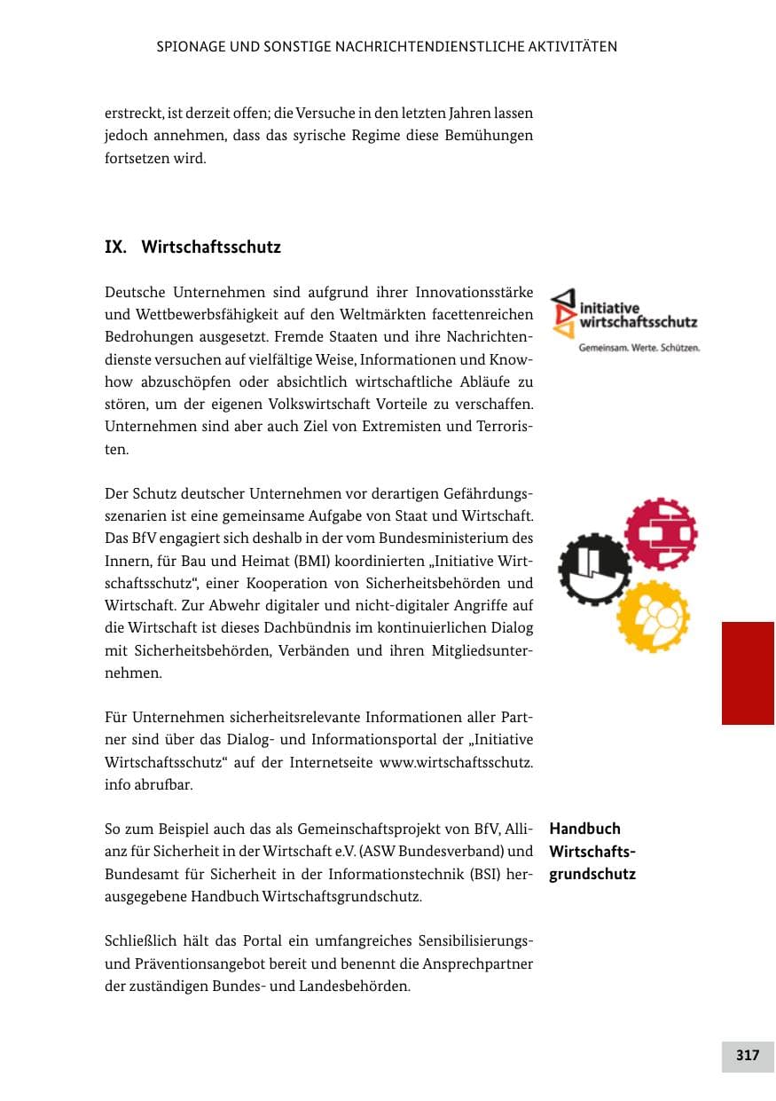 Seite 317 des Verfassungsschutzbericht 2018 Bund