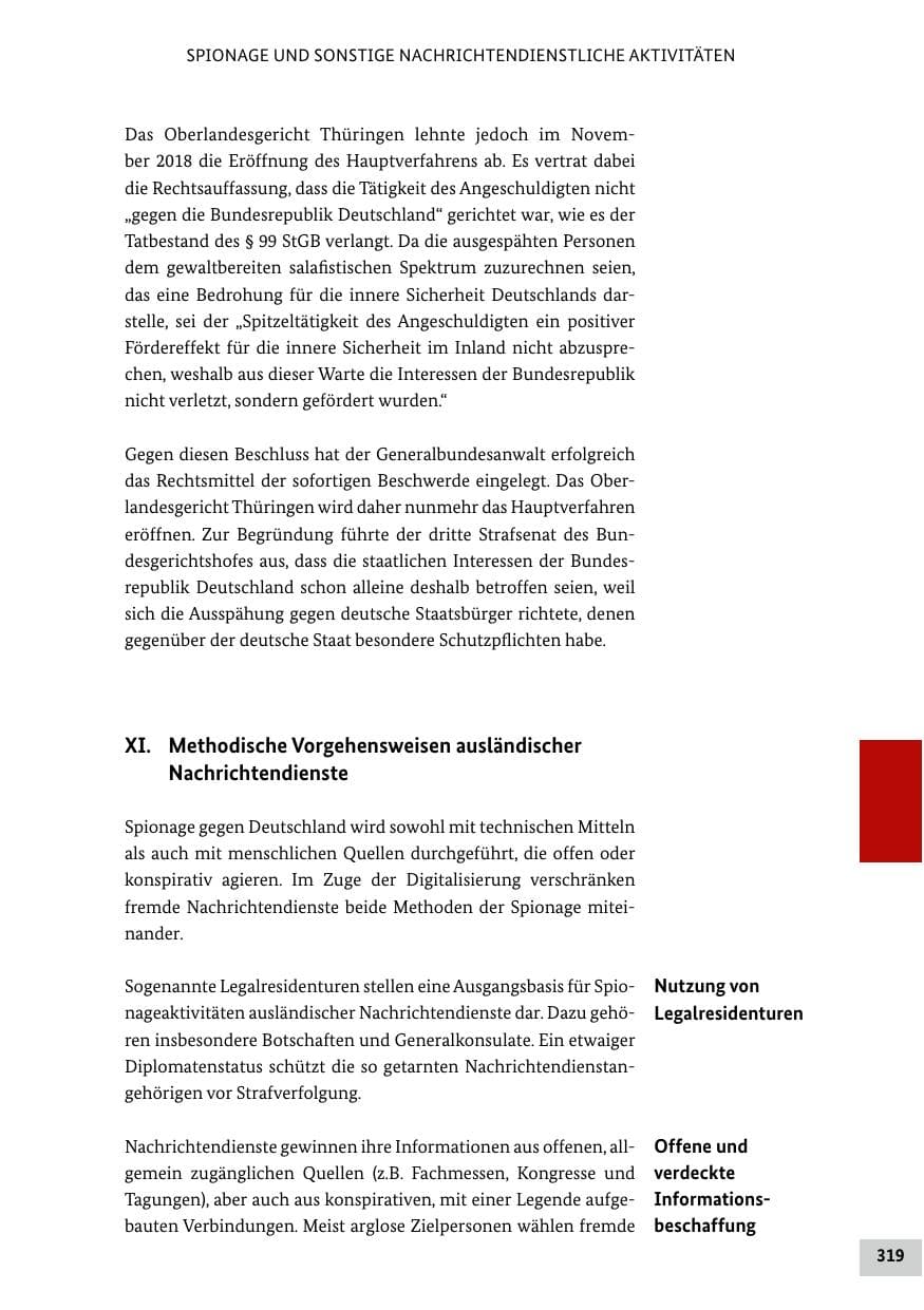 Seite 319 des Verfassungsschutzbericht 2018 Bund