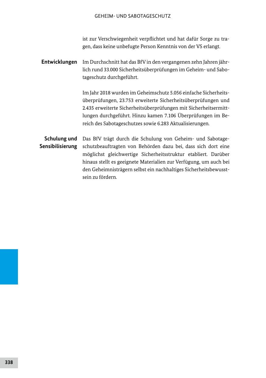 Seite 338 des Verfassungsschutzbericht 2018 Bund