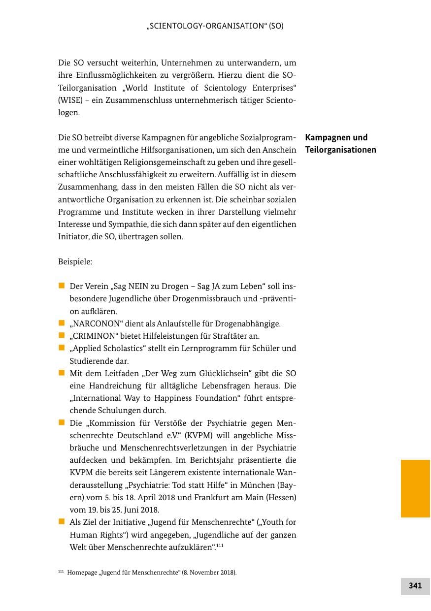 Seite 341 des Verfassungsschutzbericht 2018 Bund