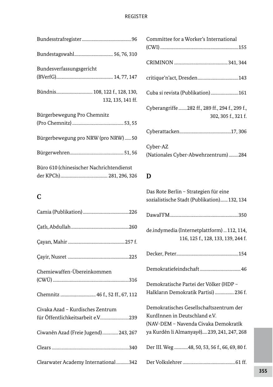 Seite 355 des Verfassungsschutzbericht 2018 Bund