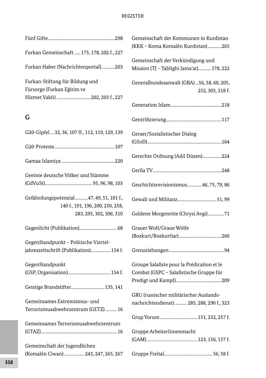 Seite 358 des Verfassungsschutzbericht 2018 Bund
