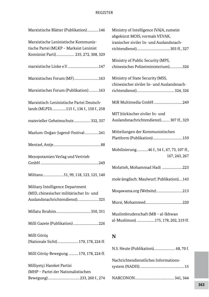 Seite 363 des Verfassungsschutzbericht 2018 Bund