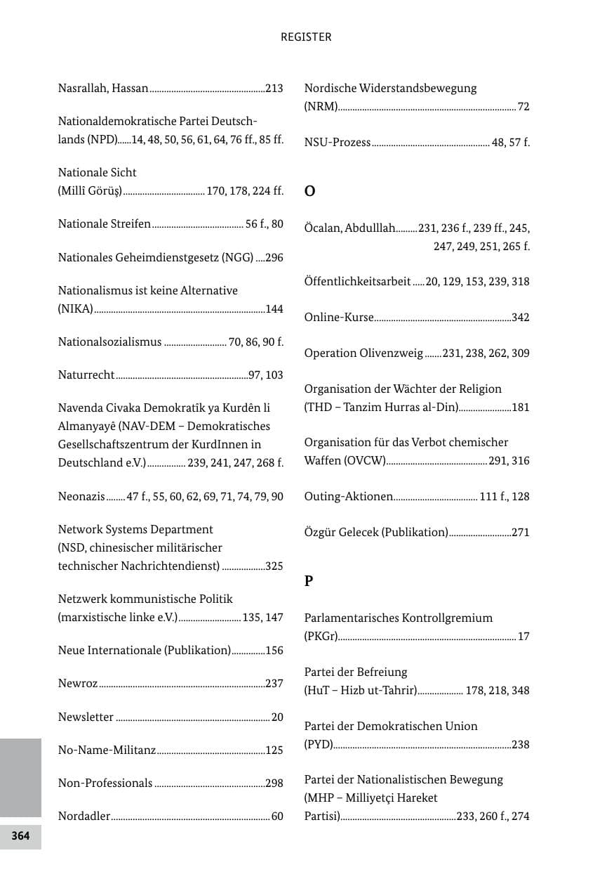 Seite 364 des Verfassungsschutzbericht 2018 Bund