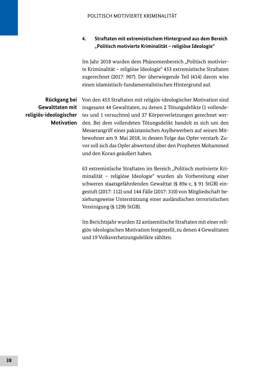 Seite 38 des Verfassungsschutzbericht 2018 Bund