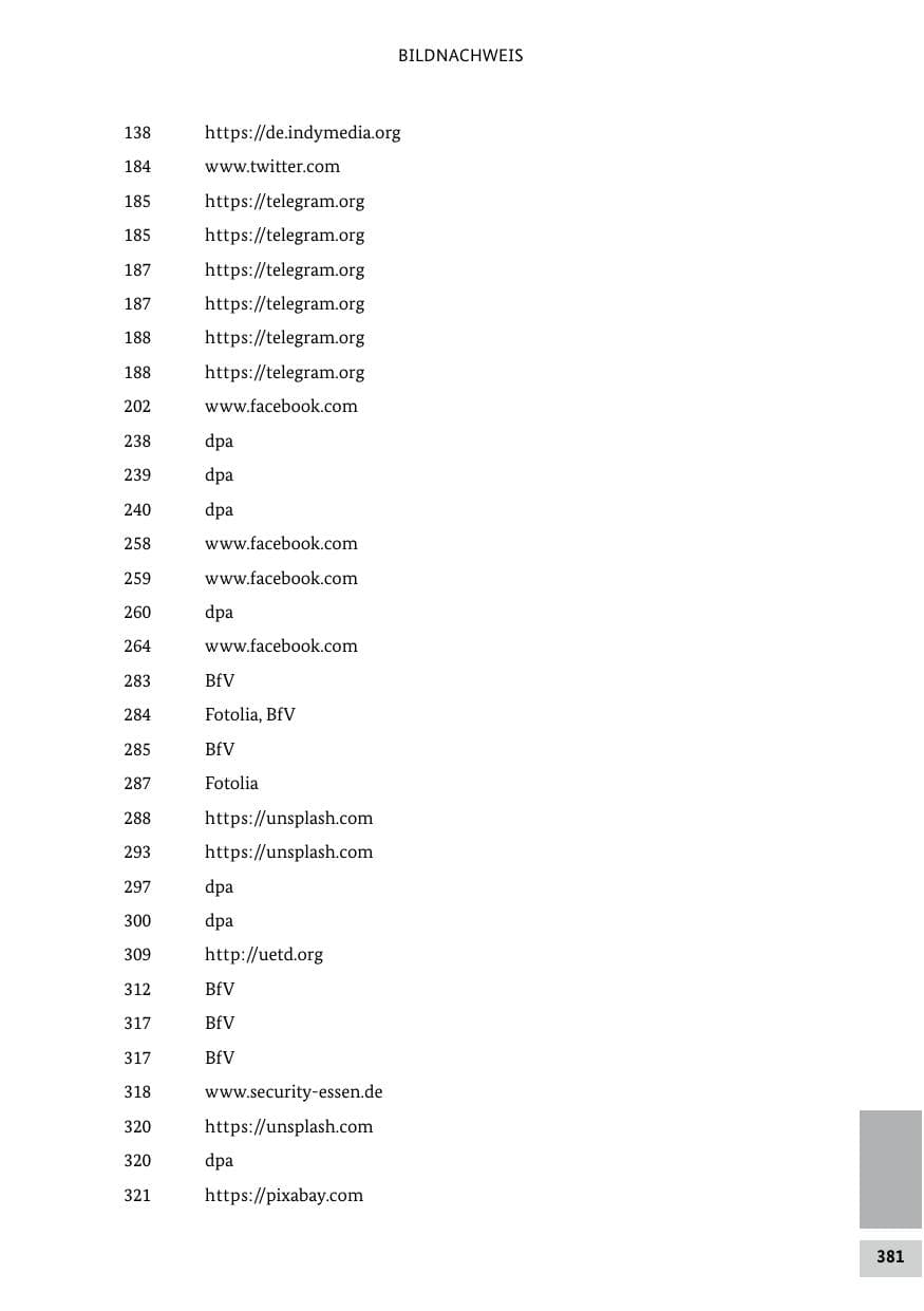 Seite 381 des Verfassungsschutzbericht 2018 Bund