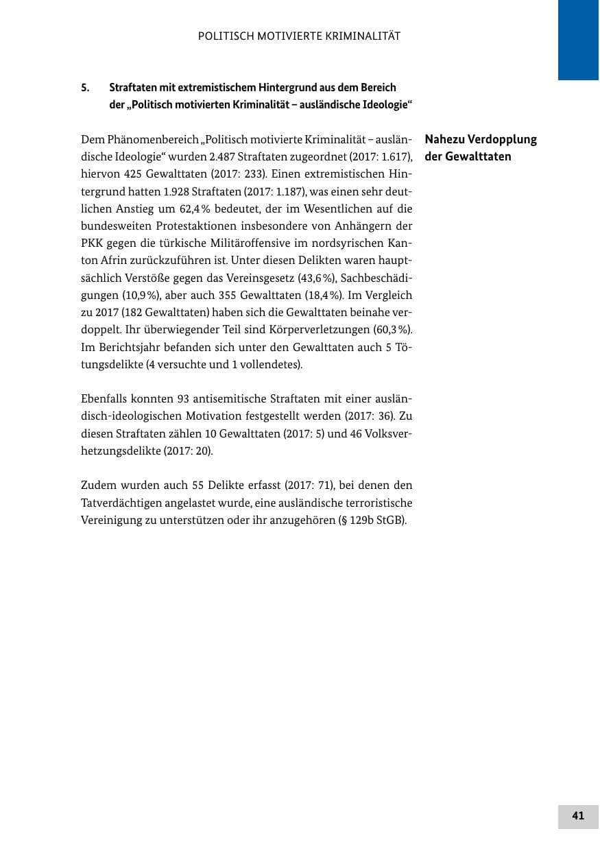 Seite 41 des Verfassungsschutzbericht 2018 Bund