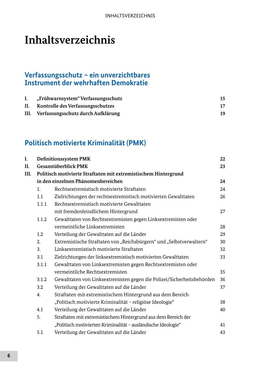 Seite 6 des Verfassungsschutzbericht 2018 Bund