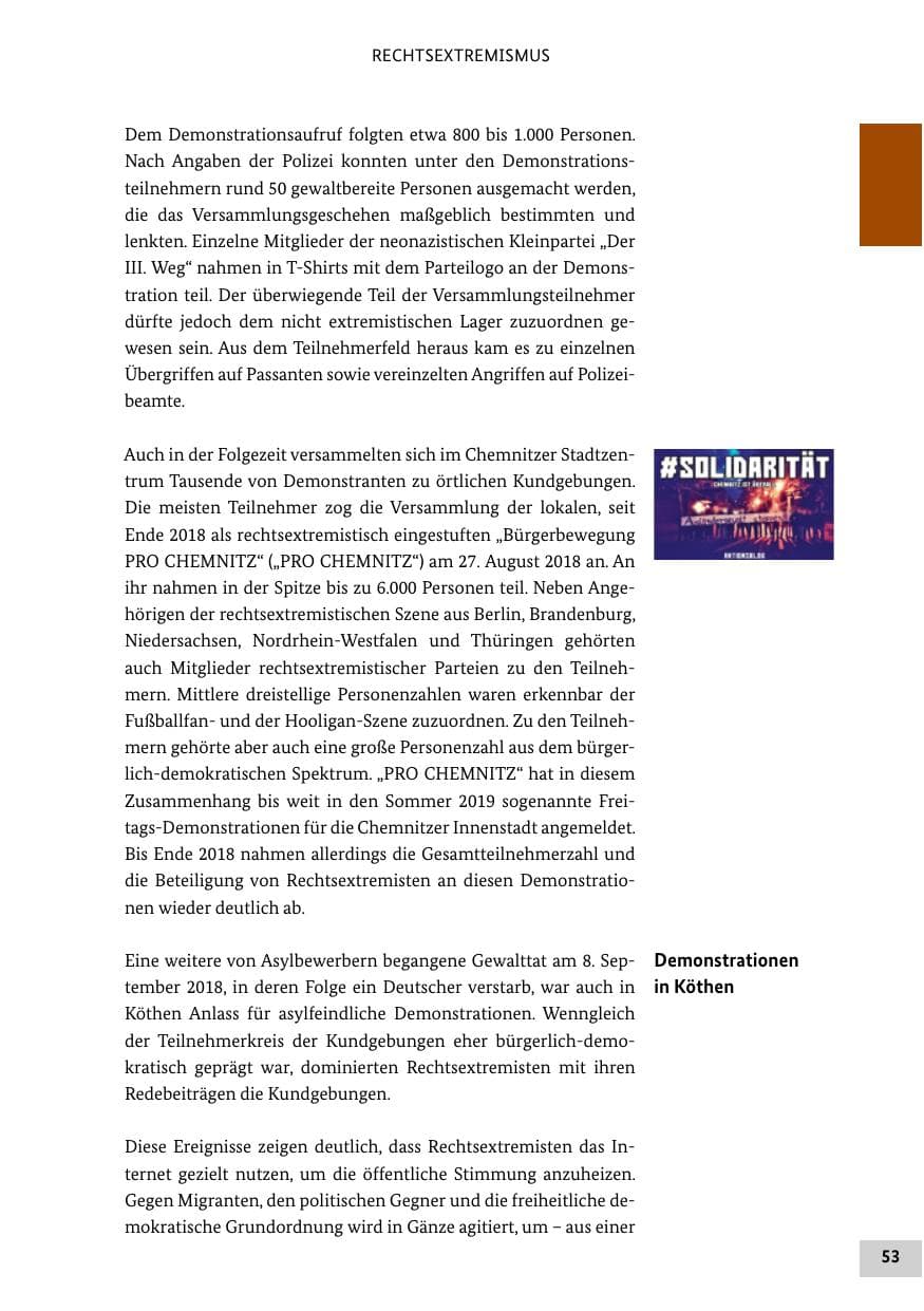 Seite 53 des Verfassungsschutzbericht 2018 Bund