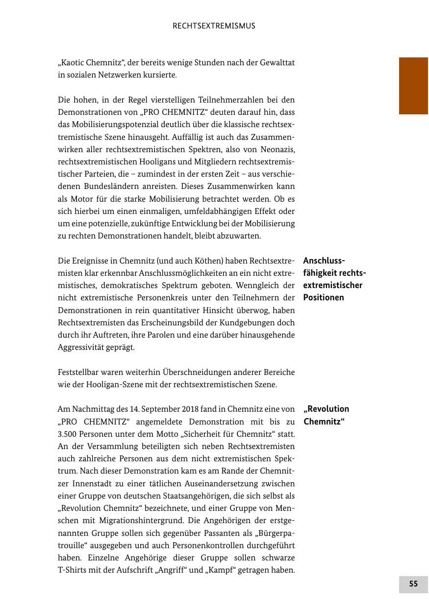 Seite 55 des Verfassungsschutzbericht 2018 Bund