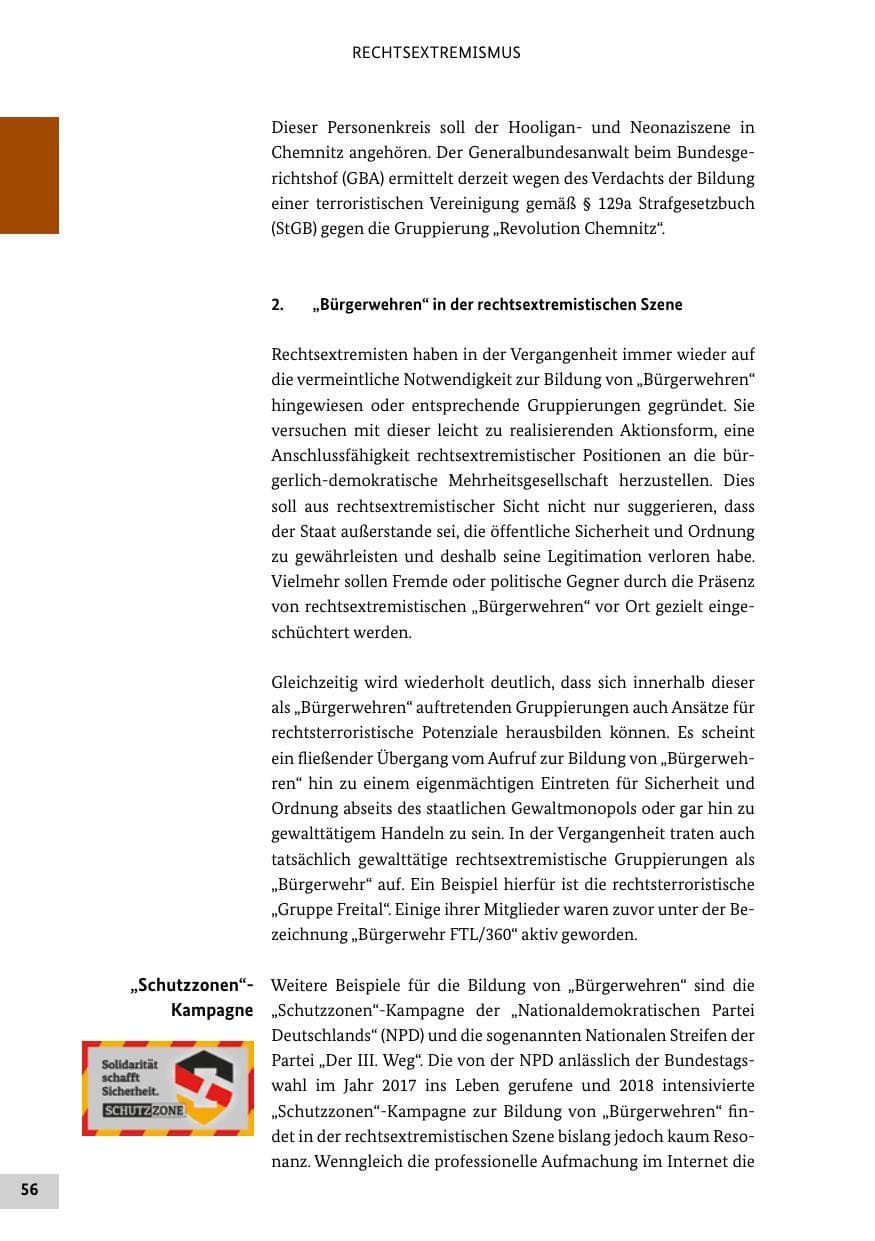 Seite 56 des Verfassungsschutzbericht 2018 Bund