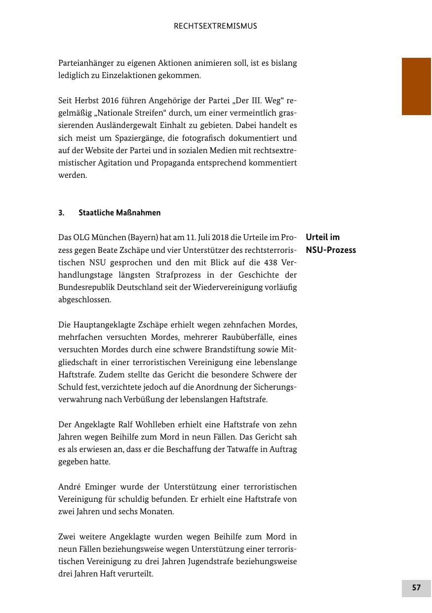Seite 57 des Verfassungsschutzbericht 2018 Bund