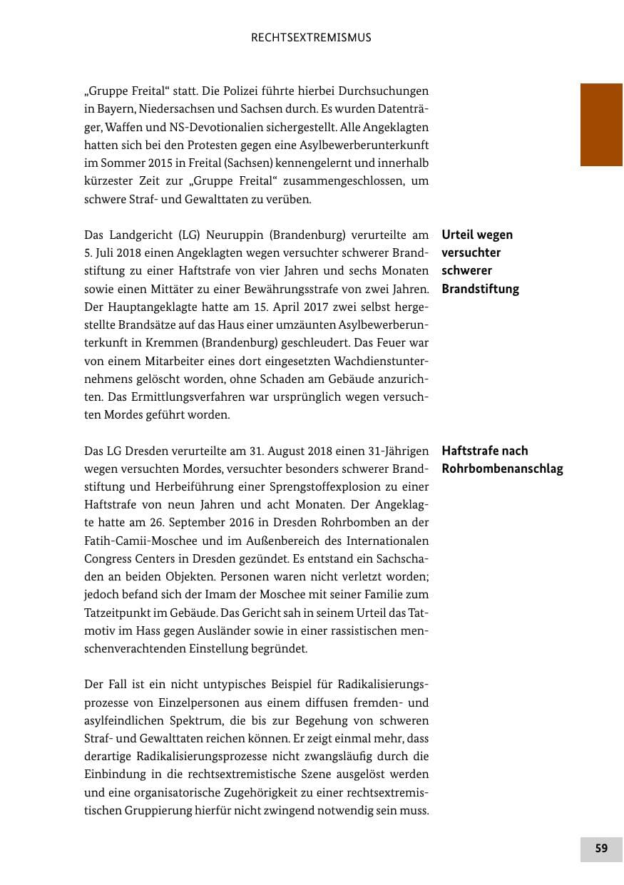 Seite 59 des Verfassungsschutzbericht 2018 Bund