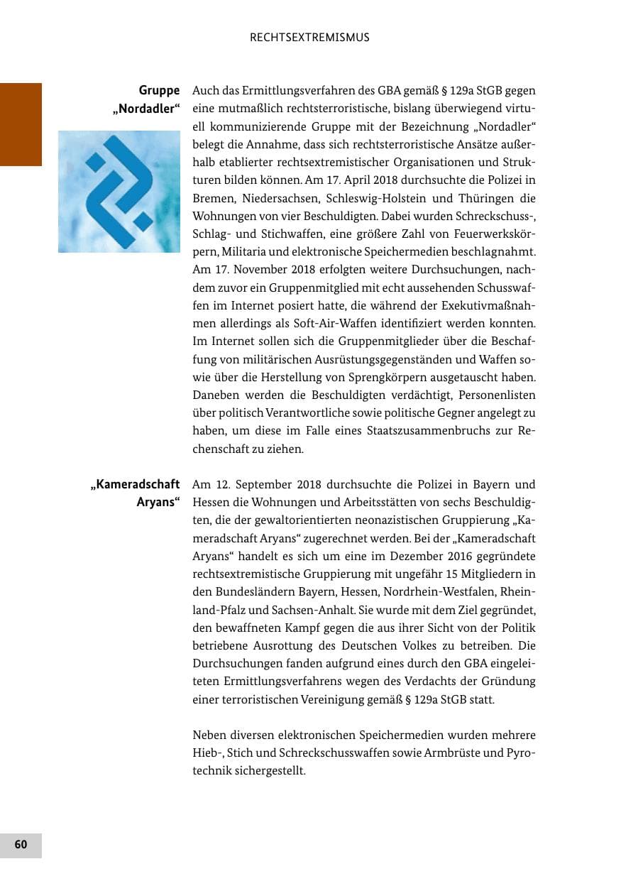 Seite 60 des Verfassungsschutzbericht 2018 Bund