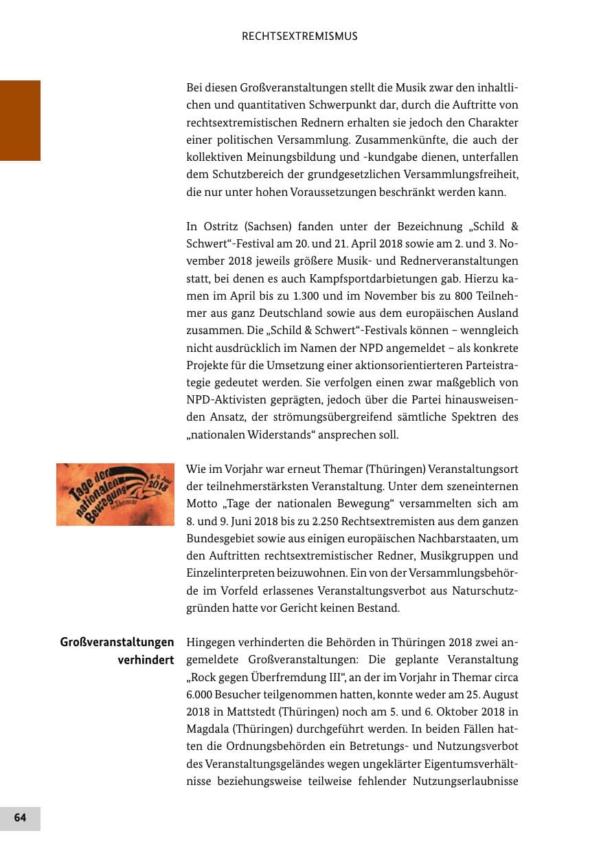 Seite 64 des Verfassungsschutzbericht 2018 Bund