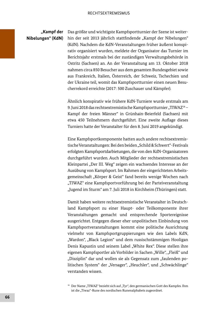 Seite 66 des Verfassungsschutzbericht 2018 Bund