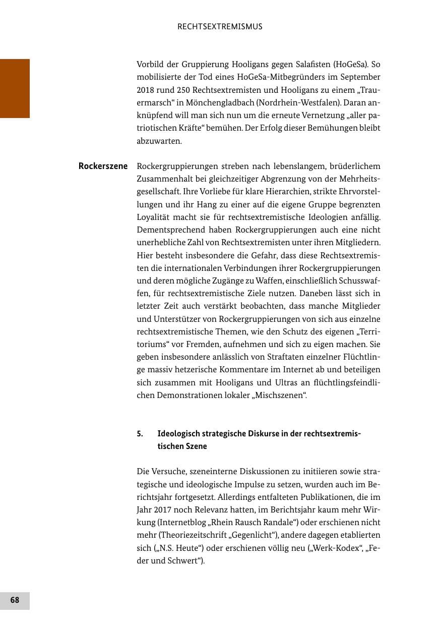Seite 68 des Verfassungsschutzbericht 2018 Bund