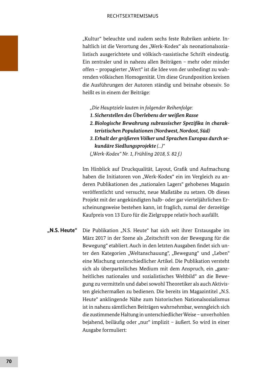 Seite 70 des Verfassungsschutzbericht 2018 Bund