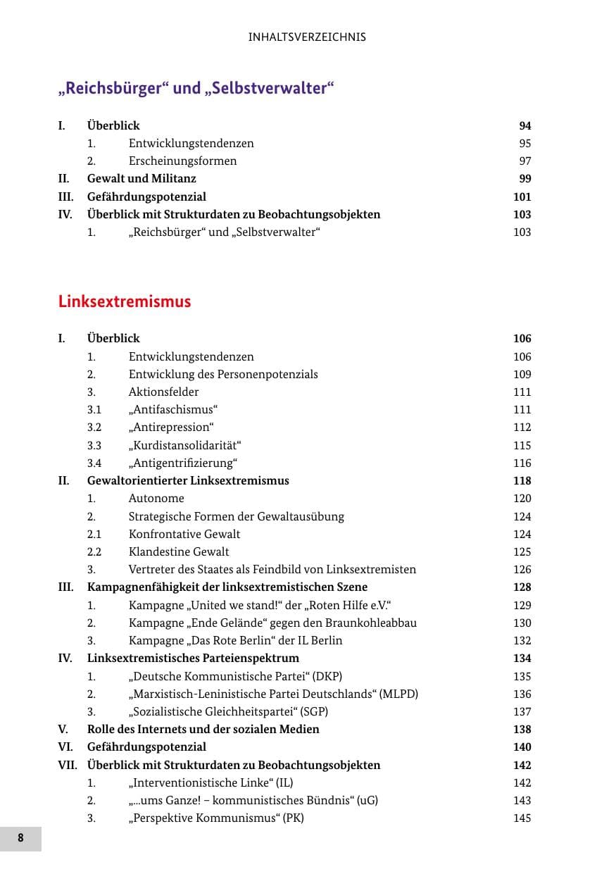 Seite 8 des Verfassungsschutzbericht 2018 Bund