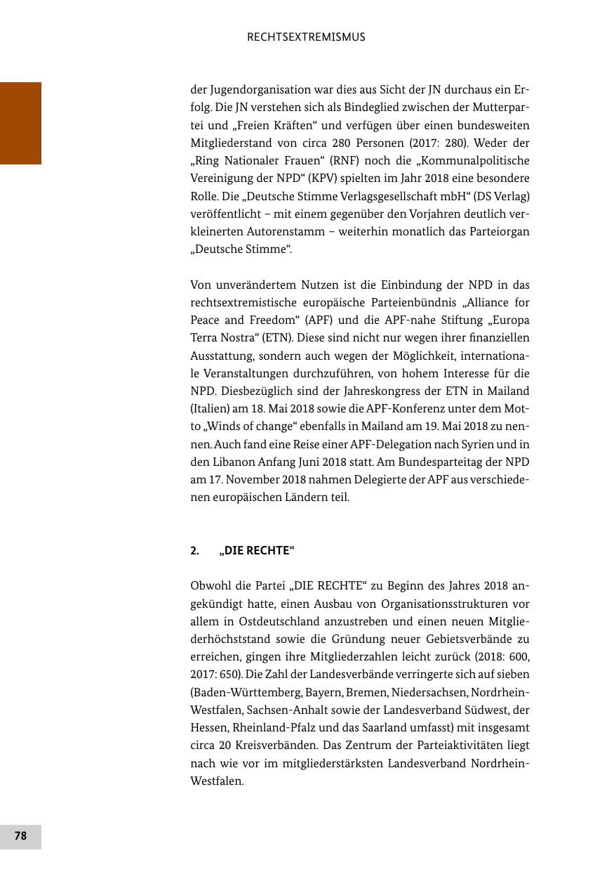 Seite 78 des Verfassungsschutzbericht 2018 Bund