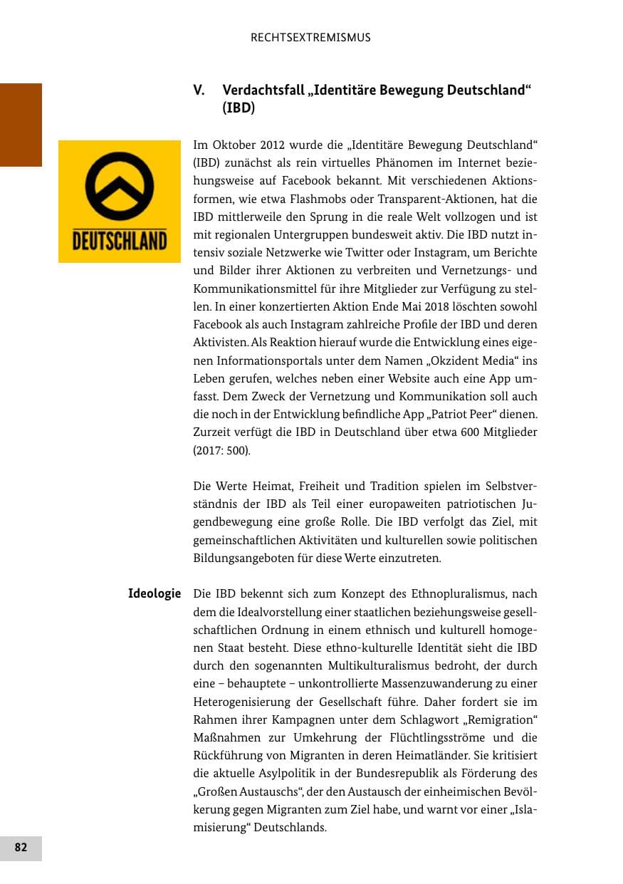 Seite 82 des Verfassungsschutzbericht 2018 Bund