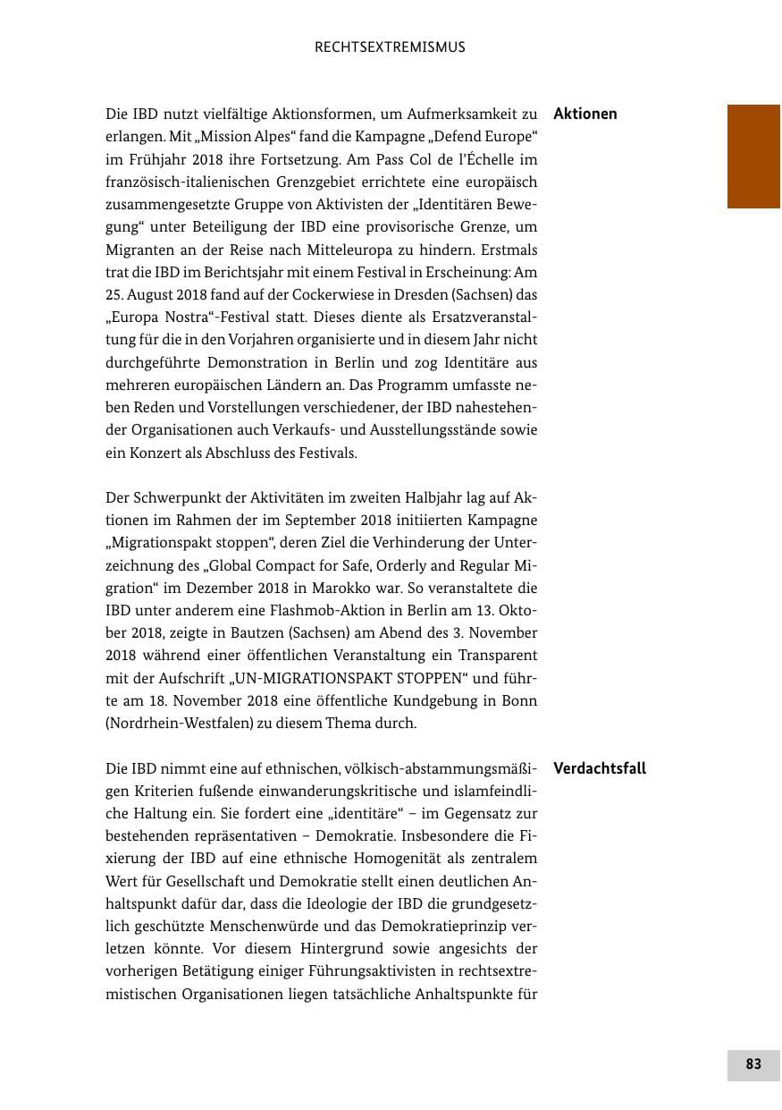 Seite 83 des Verfassungsschutzbericht 2018 Bund