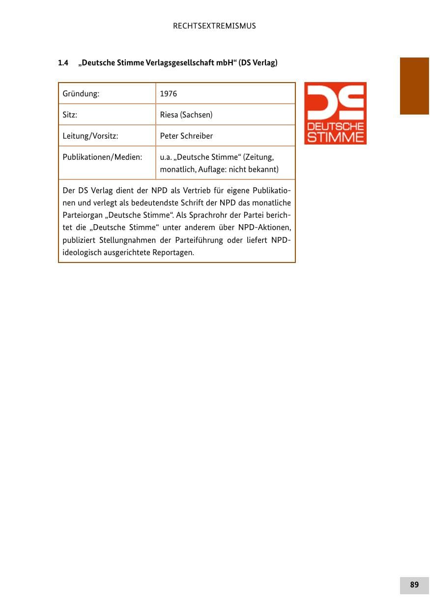 Seite 89 des Verfassungsschutzbericht 2018 Bund