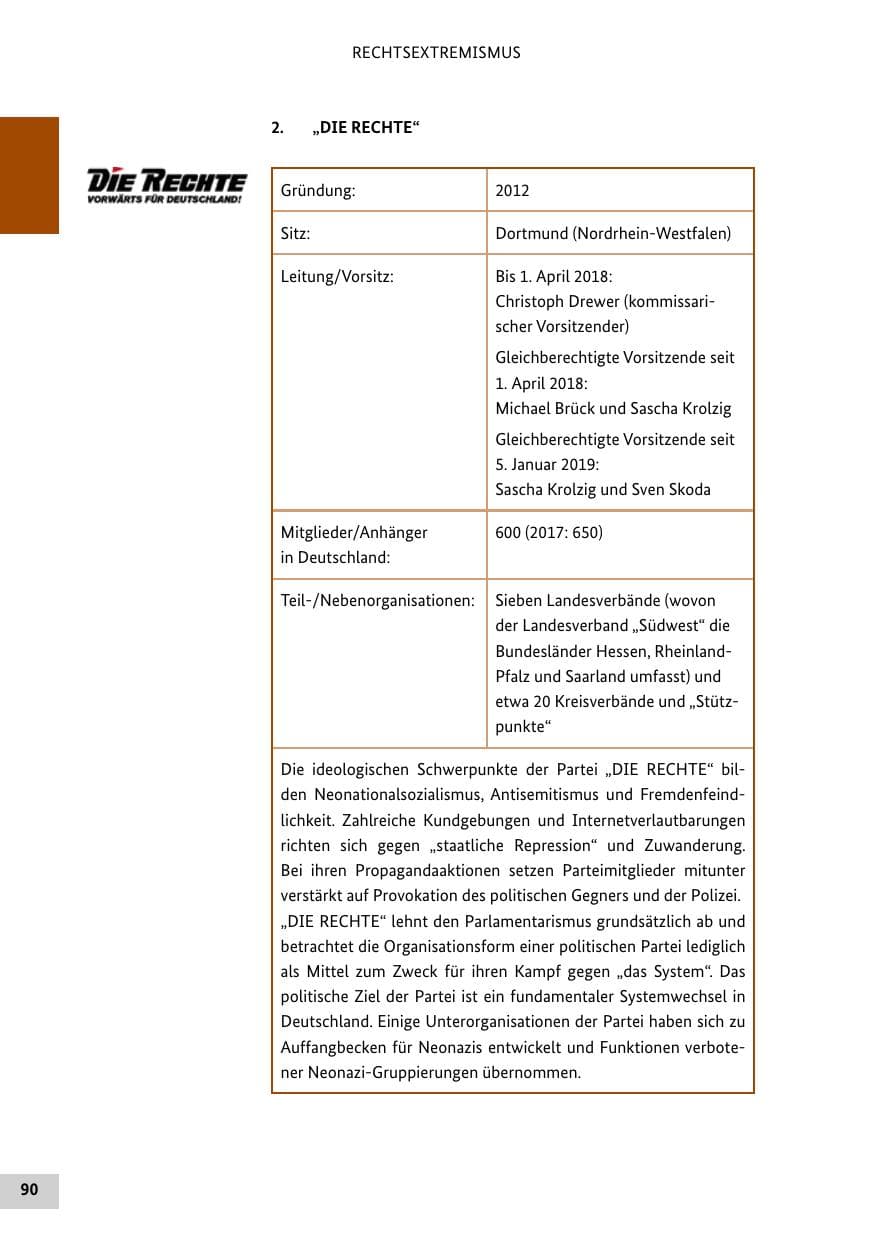 Seite 90 des Verfassungsschutzbericht 2018 Bund