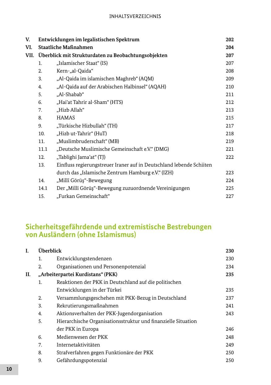 Seite 10 des Verfassungsschutzbericht 2018 Bund