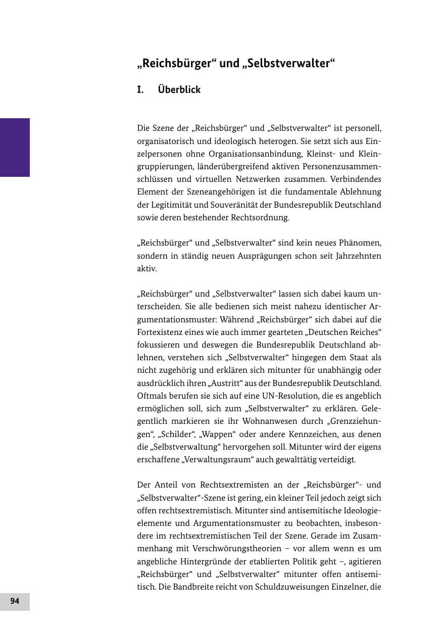 Seite 94 des Verfassungsschutzbericht 2018 Bund
